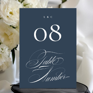 Classy Navy Blue Wedding 5 x 7 Table Numbers
