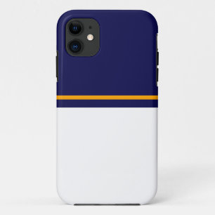 Classy Navy Blue White Color Block Yellow Stripe  Case-Mate iPhone Case