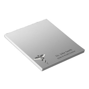 Classy Noble Medical Elegant Black White Caduceus Notepad