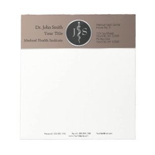Classy Noble Medical Silver Rod of Asclepius Notepad
