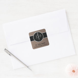 Classy Noble Rod of Asclepius Silver Medical Square Sticker