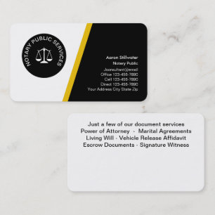 Classy Notary Emblem Business Cards