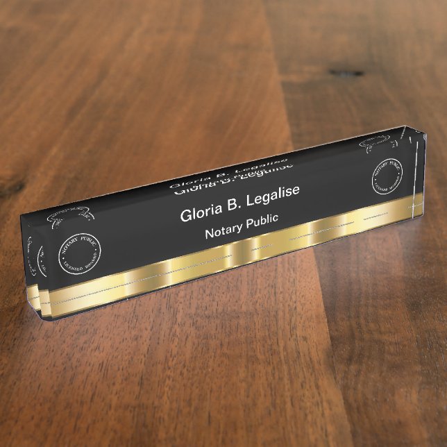 Classy Notary Public Executive Desk Name Plates (Side)