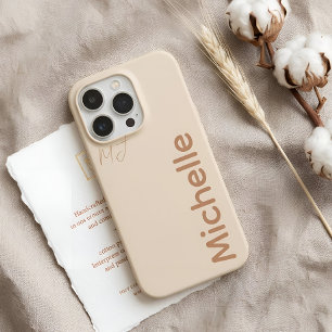 Classy Oatmeal Sand Earthy Minimalist Custom Name iPhone 15 Pro Case