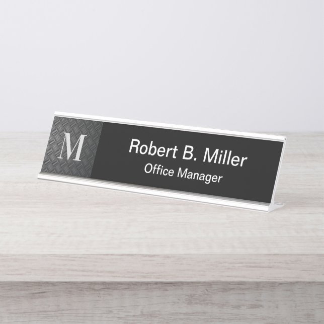 Classy Office Monogram Executive Desk Name Plaque Desk Name Plate (Front)