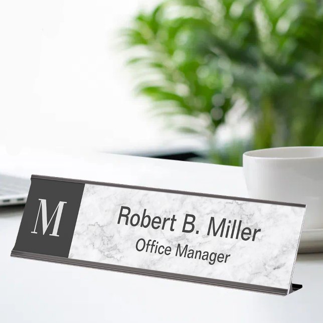 Classy Office Monogram Executive Desk Name Plaque Plate (Creator Uploaded)