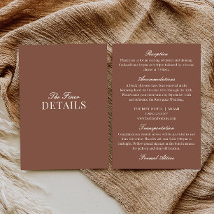 Classy Old Money Mocha Brown Ivory Wedding Details Enclosure Card