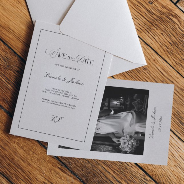 Classy Old Money Wedding Save the Date Photo Invitation (Creator Uploaded)