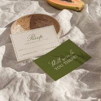 Classy Olive Green Old Money Fancy Wedding RSVP