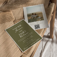 Classy Olive Green Old Money QR Code Photo Wedding