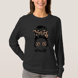 Classy Oma Life With Leopard Messy Bun Mother's Da T-Shirt