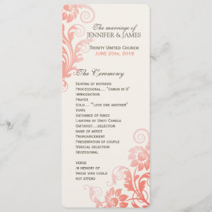 Classy Ombre Coral Wedding Program Programme