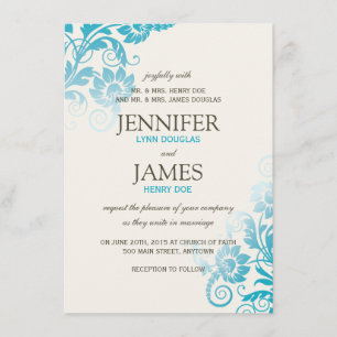 Classy Ombre Teal Wedding Invitations