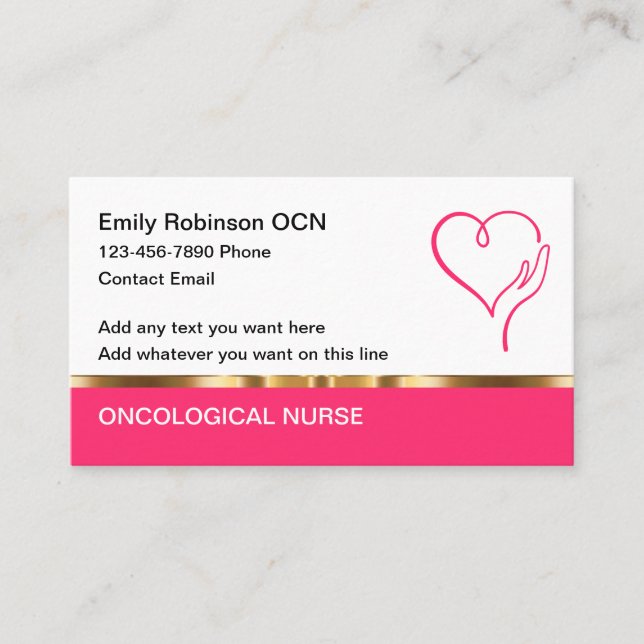 Classy Oncological Nurse Elegant Business Cards (Front)