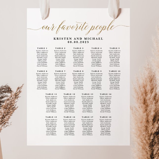 Classy Our Favourite 18 Table Seating Chart  (Creator Uploaded)