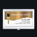 Classy Painter Modern Design Business Card Holder<br><div class="desc">Classy professional painter business card case design with gold coloured design elements and simple layout that includes a classy paint brush symbol that adds a touch of class to the design. Created for a house painter or paint contractor that does residential or commercial painting and coatings.</div>