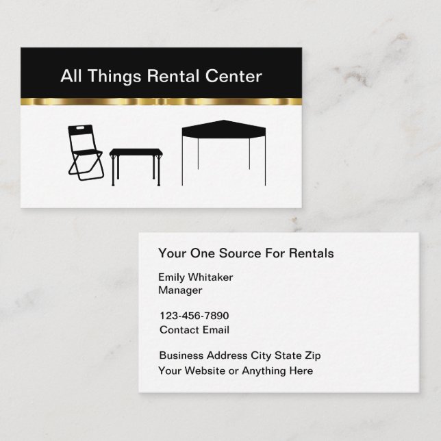 Classy Party Rental Centre Business Cards (Front/Back)