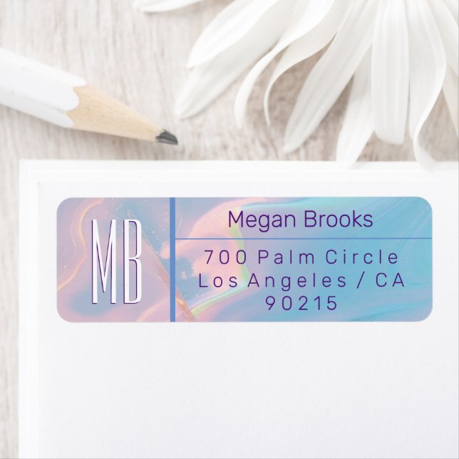 Classy Pastel Marble Monogram Address (Insitu)