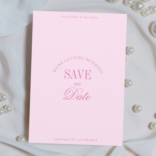 Classy Pastel Pink Elegant Save the Date Card (Creator Uploaded)