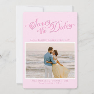 Classy Pastel Pink Elegant Script Save The Date