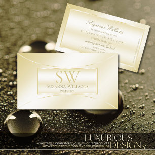 Classy Pastel Silk Gold Decorative with Monogram Business Card