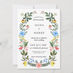 Classy Pastel Wildflower Secret Garden Wedding Inv Invitation