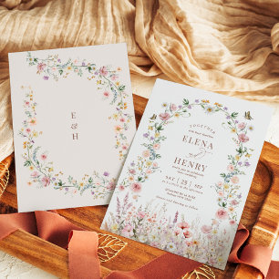 Classy Pastel Wildflower Secret Garden Wedding Invitation