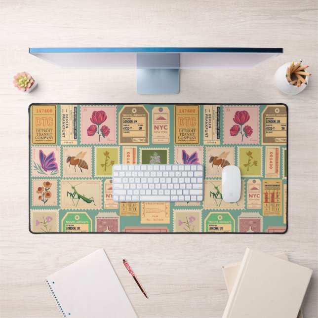 Classy pattern Retro design Stamps and tickets Desk Mat (Office 1)