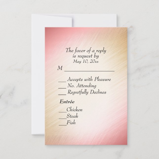Classy Peach RSVP with Menu Choice (Front)