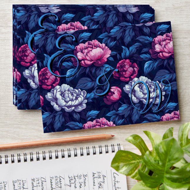 Classy Peonies Floral Mountain Wedding Envelope (Stacked)