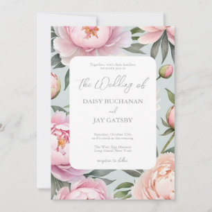 Classy Peony Wedding Invitation