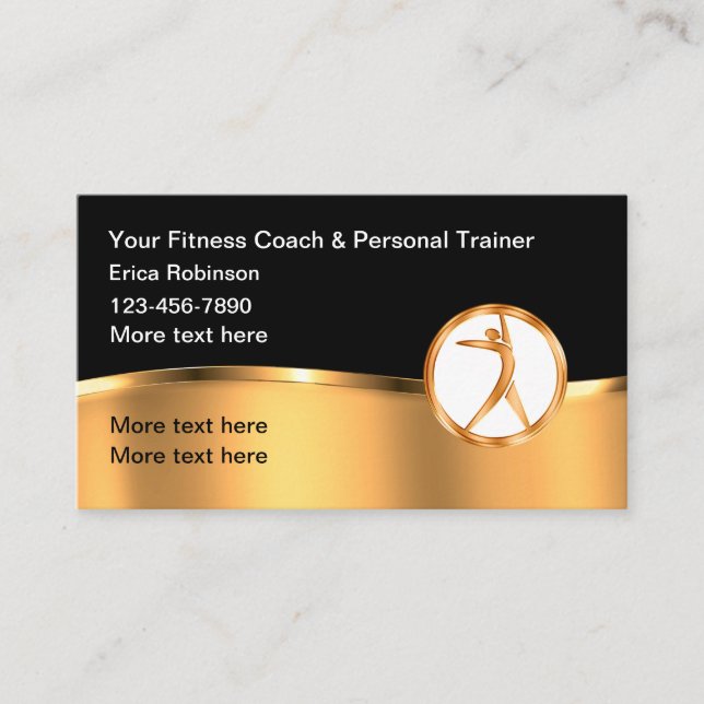 Classy Personal Fitness Coach Business Card (Front)