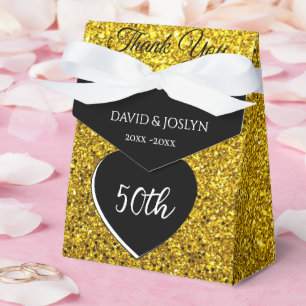 Classy Personalised Black & Gold 50th Anniversary Favour Box