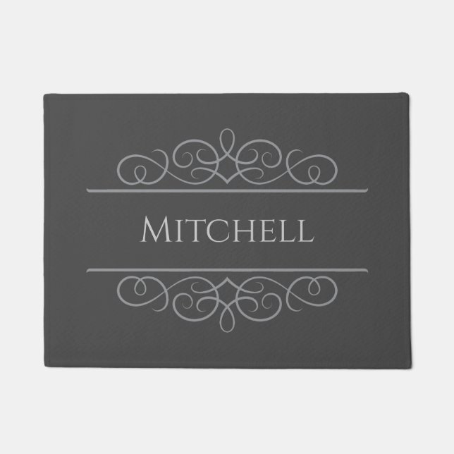 Classy Personalised Doormat Grey | Editable (Front)