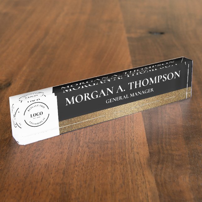 Classy Personalised Gold Corporate Executive Name Nameplate (Side)