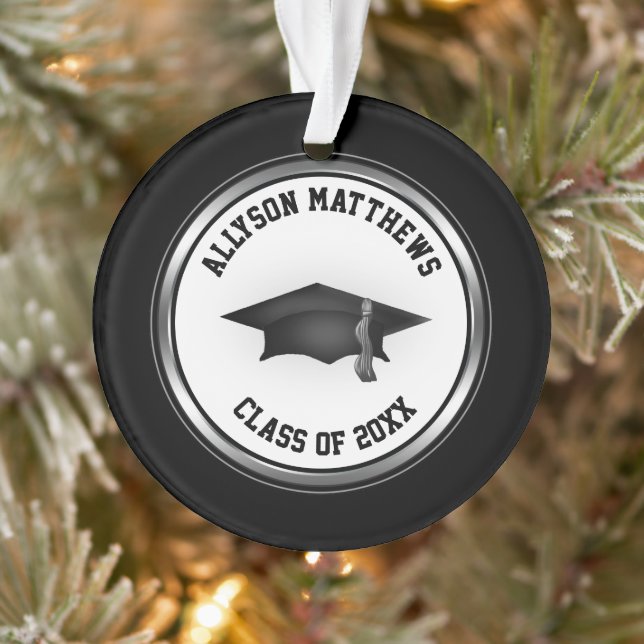 Classy Personalised Graduation Cap and Tassel Ornament (Tree)