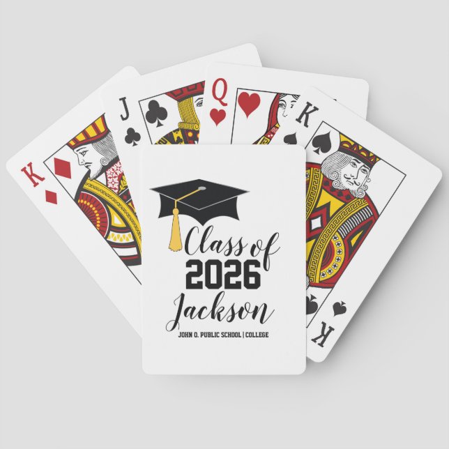 Classy Personalised Graduation Cap and Tassel Playing Cards (Back)