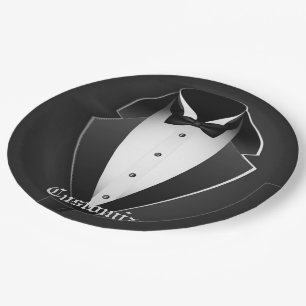 Classy Personalised Tuxedo Paper Plate