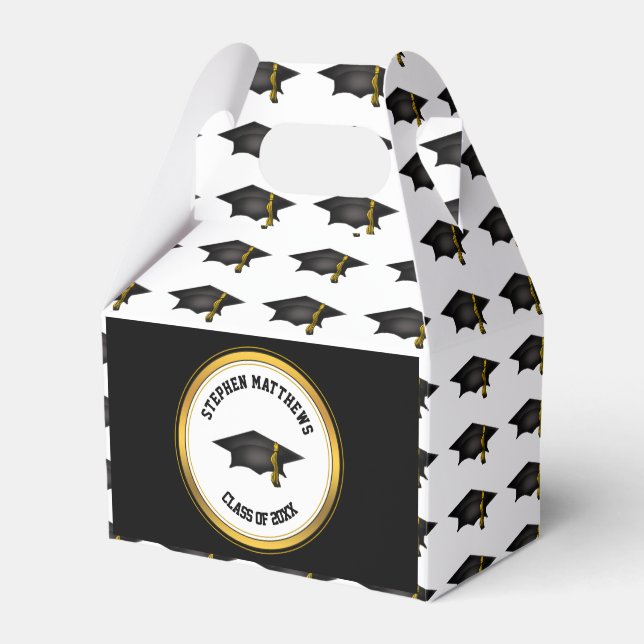 Classy Personalized Graduation Cap and Tassel Favour Box (Front Side)