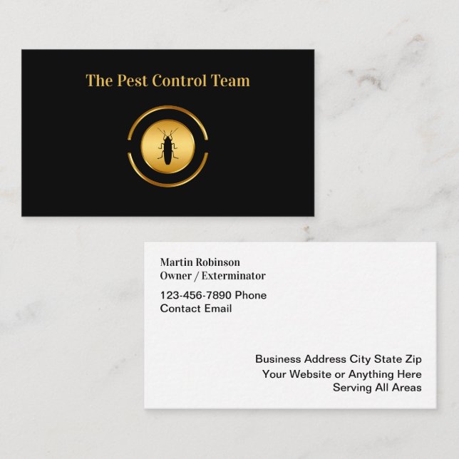 Classy Pest Control And Exterminating Service Business Card (Front/Back)