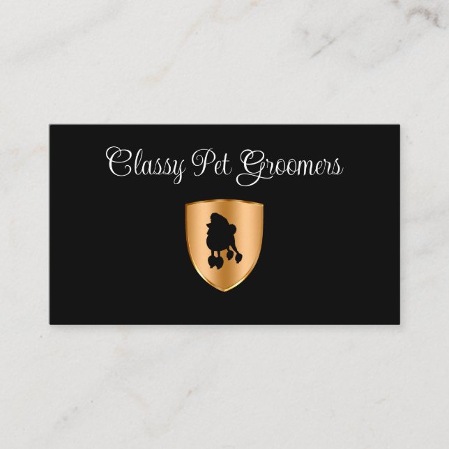 Classy Pet Groomer Grooming Business Cards (Front)
