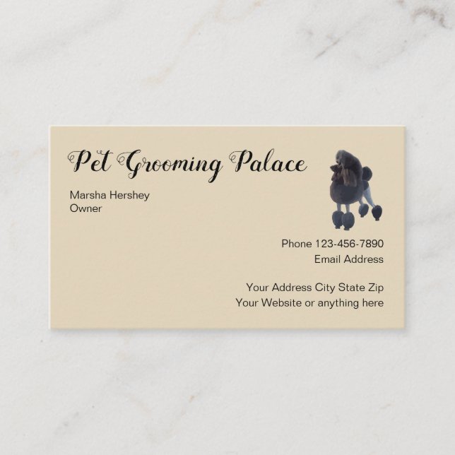 Classy Pet Grooming Services Business Card (Front)