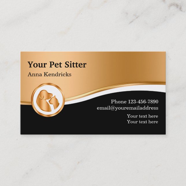 Classy Pet Service Business Cards (Front)