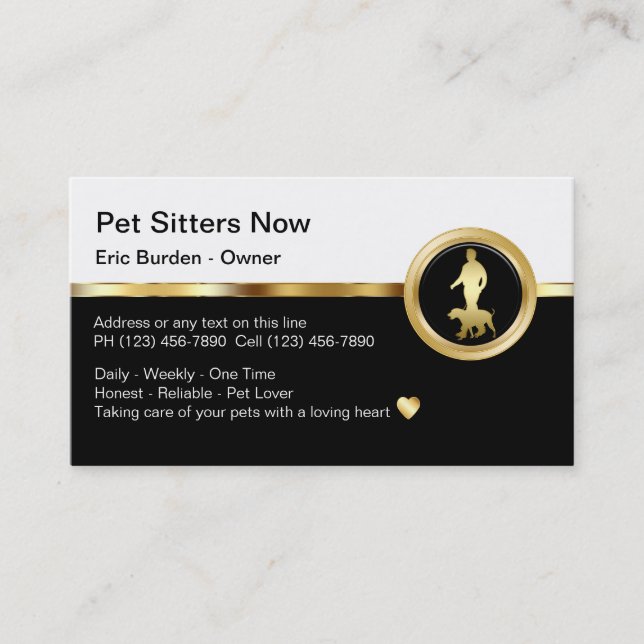 Classy Pet Sitter Business Cards (Front)