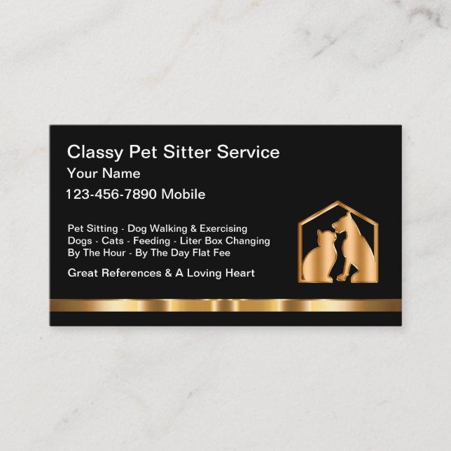 Classy Pet Sitter Home Services Business Card (Front)
