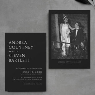 Classy Photo Black Wedding Invitation