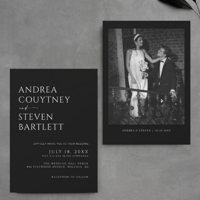 Classy Photo Black Wedding Invitation (Creator Uploaded)