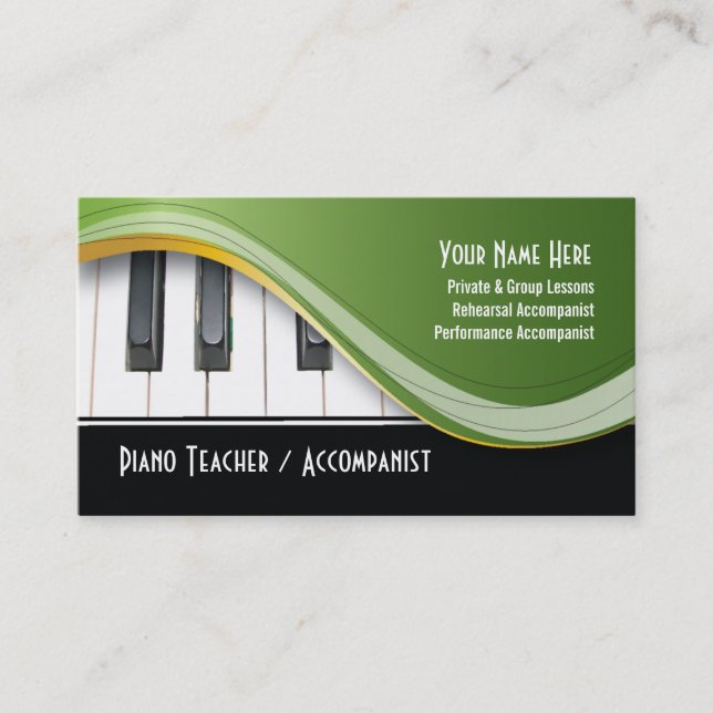 Classy Piano Teacher Business Card (Front)
