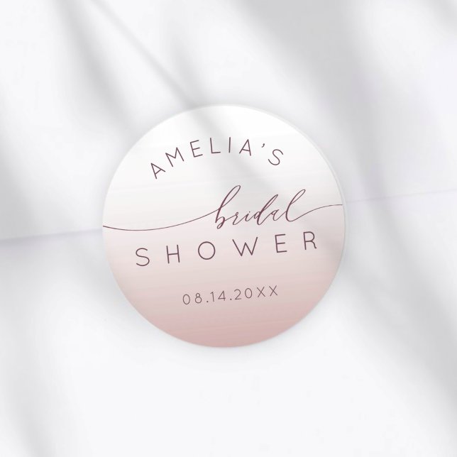 Classy Pink Gradient Bridal Shower Classic Round Sticker (Creator Uploaded)