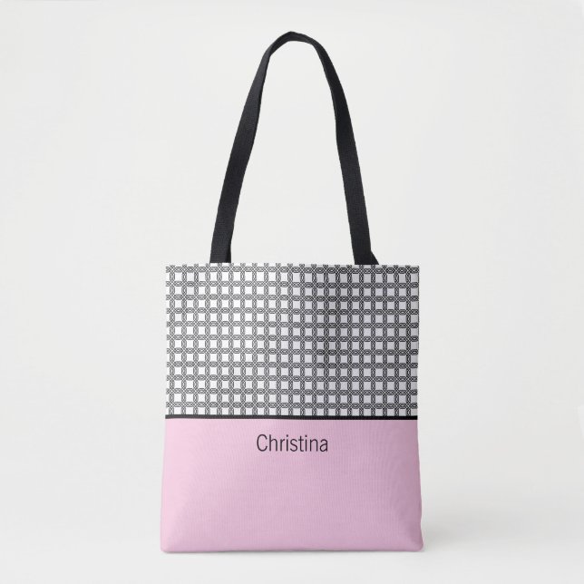 Classy Pink Monogram Tote Bag (Front)